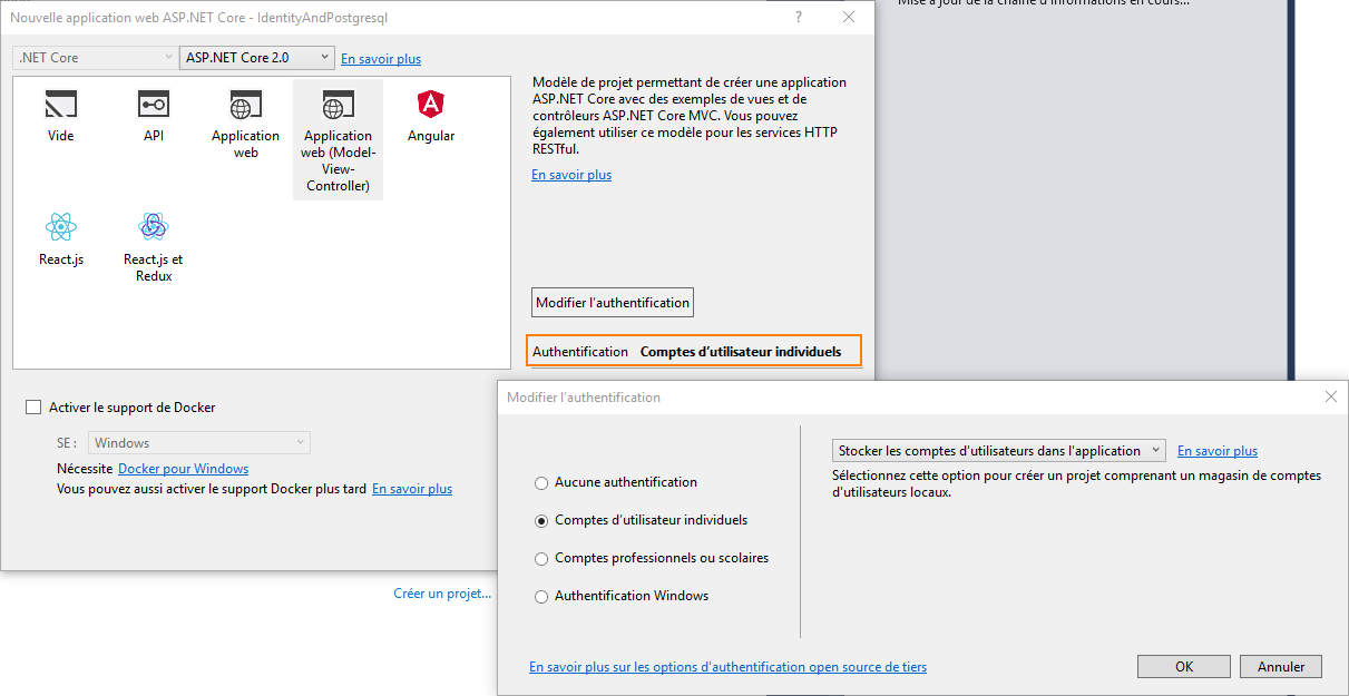 New ASP.NET Core 2 Application with Identity Support